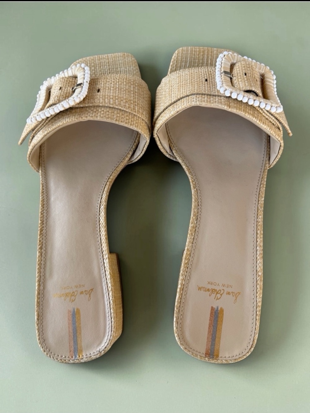 Sam Edelman Raffia Deacon Buckle Slide Sandals - Size 8.5 - Picture 6 of 14